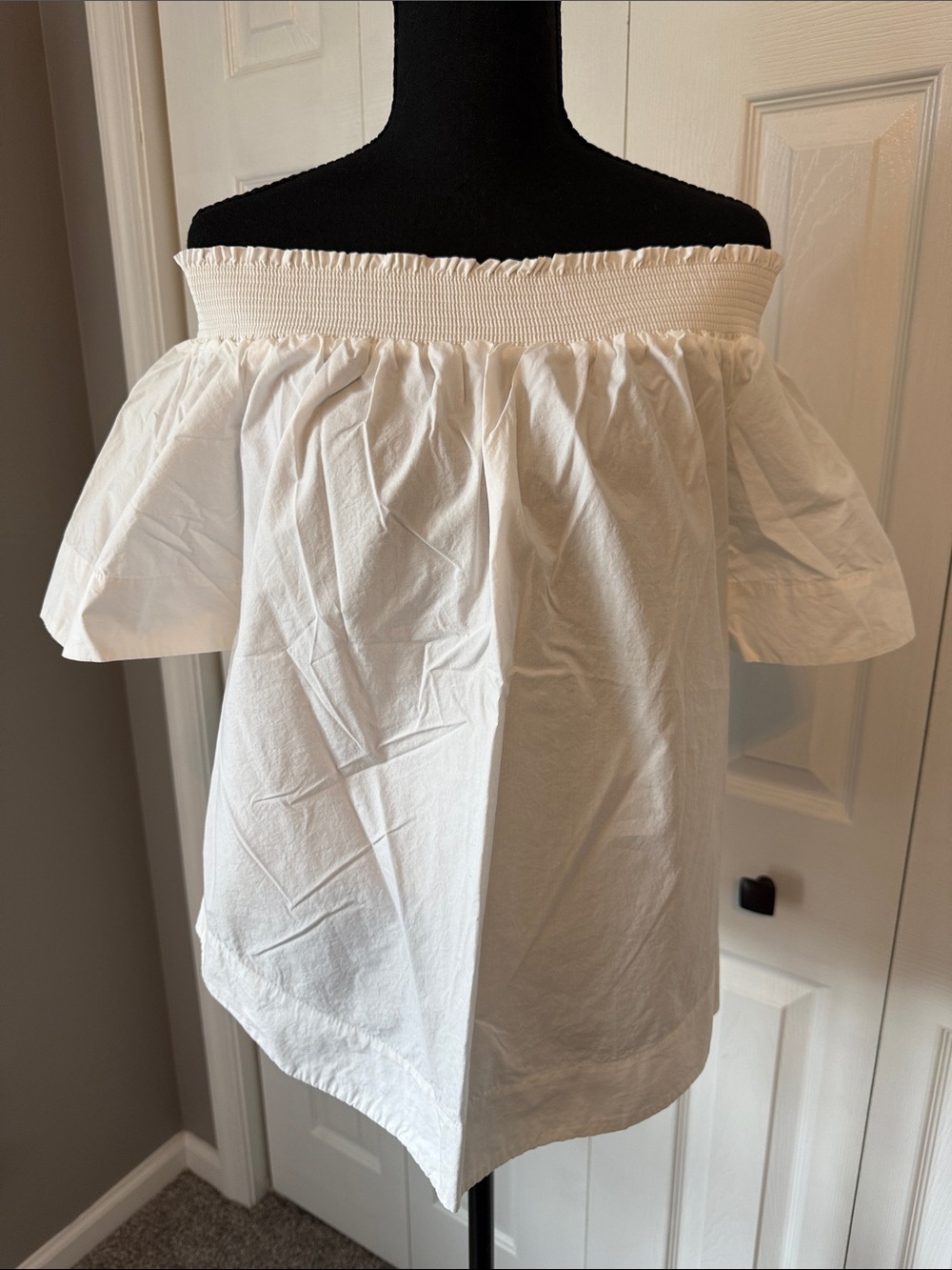 J. Crew Off-Shoulder White Cotton Blouse